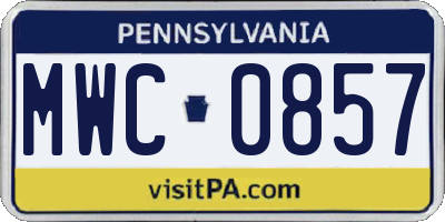 PA license plate MWC0857