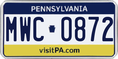 PA license plate MWC0872