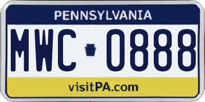 PA license plate MWC0888