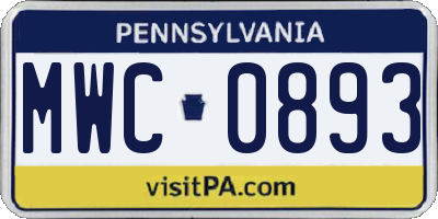PA license plate MWC0893