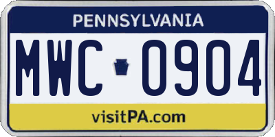 PA license plate MWC0904