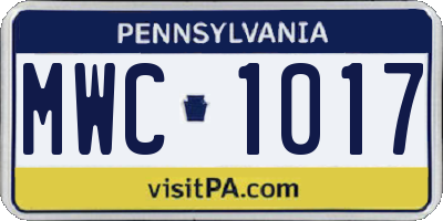 PA license plate MWC1017