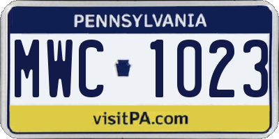 PA license plate MWC1023