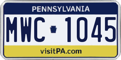 PA license plate MWC1045