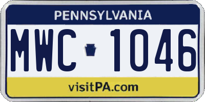 PA license plate MWC1046