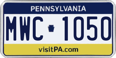PA license plate MWC1050