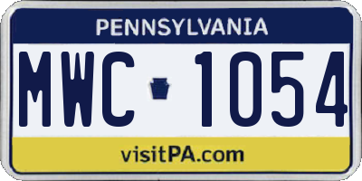 PA license plate MWC1054