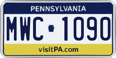 PA license plate MWC1090
