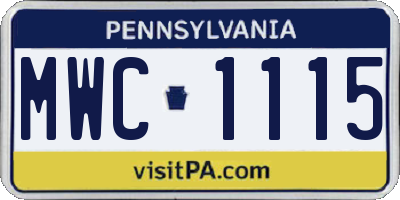 PA license plate MWC1115
