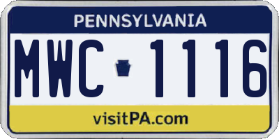 PA license plate MWC1116