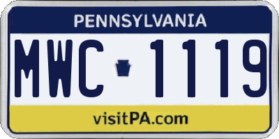 PA license plate MWC1119