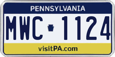 PA license plate MWC1124