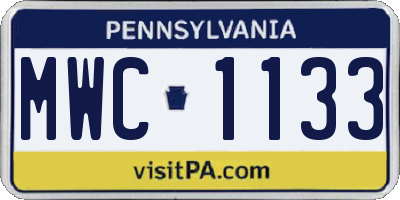 PA license plate MWC1133