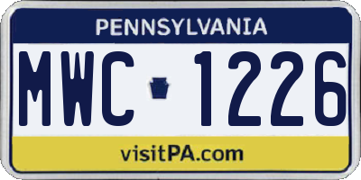 PA license plate MWC1226