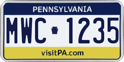 PA license plate MWC1235