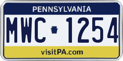 PA license plate MWC1254