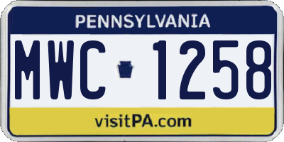 PA license plate MWC1258