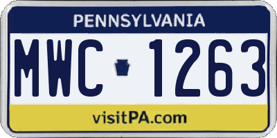 PA license plate MWC1263