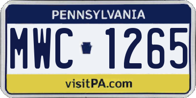 PA license plate MWC1265