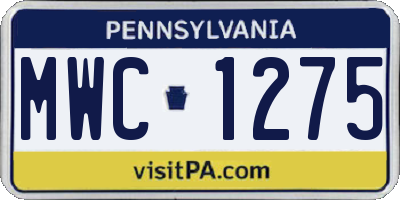PA license plate MWC1275