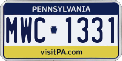 PA license plate MWC1331