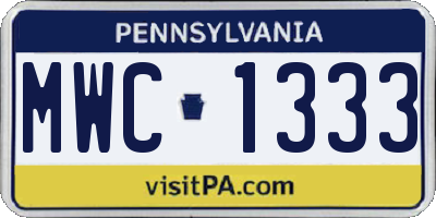 PA license plate MWC1333