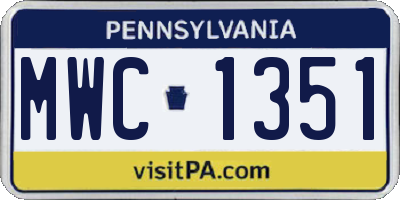 PA license plate MWC1351