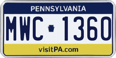 PA license plate MWC1360