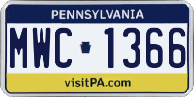 PA license plate MWC1366