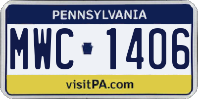 PA license plate MWC1406