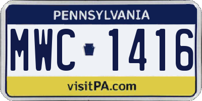 PA license plate MWC1416