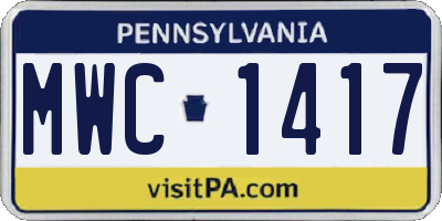 PA license plate MWC1417
