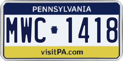 PA license plate MWC1418