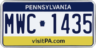 PA license plate MWC1435