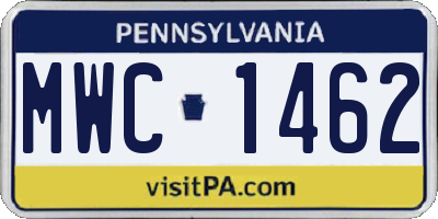 PA license plate MWC1462
