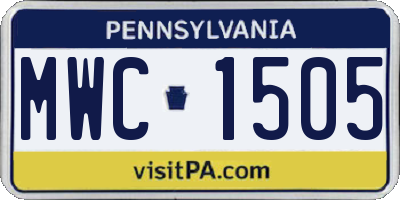 PA license plate MWC1505