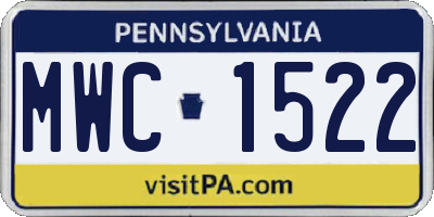 PA license plate MWC1522