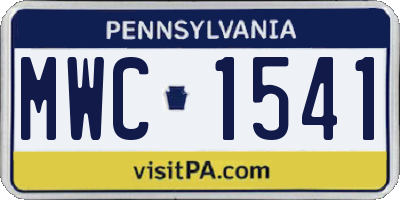PA license plate MWC1541