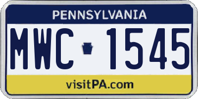 PA license plate MWC1545