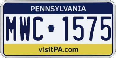 PA license plate MWC1575