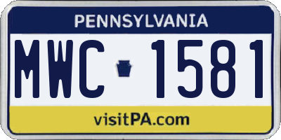 PA license plate MWC1581