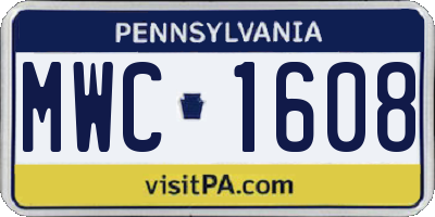 PA license plate MWC1608