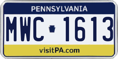 PA license plate MWC1613