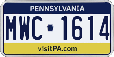 PA license plate MWC1614