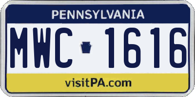 PA license plate MWC1616