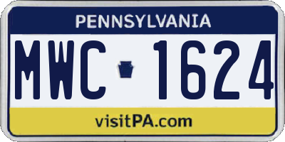 PA license plate MWC1624