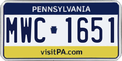 PA license plate MWC1651