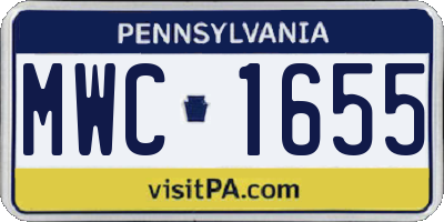PA license plate MWC1655