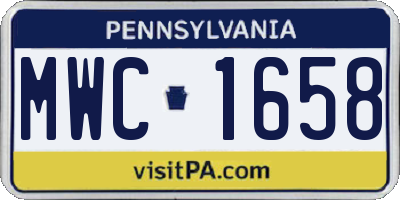 PA license plate MWC1658
