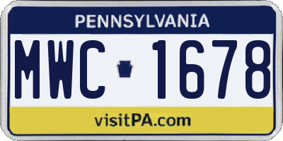 PA license plate MWC1678